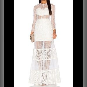 Alexis - Joelle Dress - White Sheer Lace Long Sleeve Dress